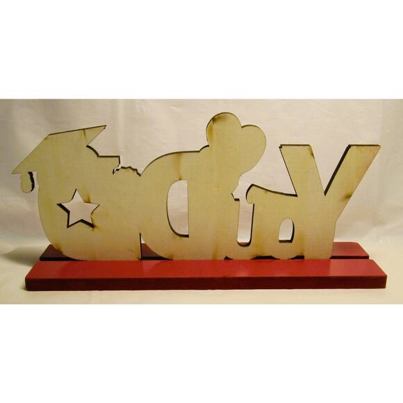 Artist Made Wood YOU DID IT Plaque, Desktop, Burgundy and Gold, 4 x 8 Inches - Picture 2 of 3